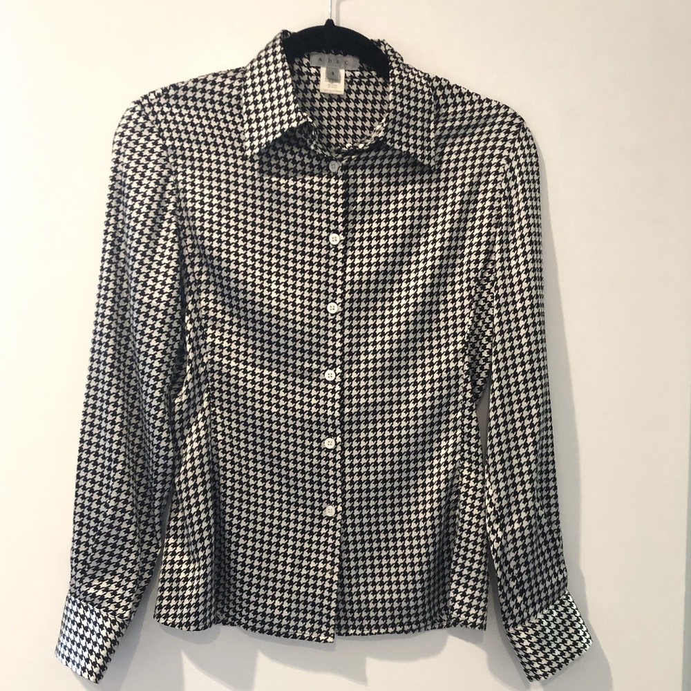 Houndstooth Silk Blouse